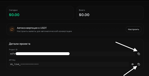 Project ID и API Key 